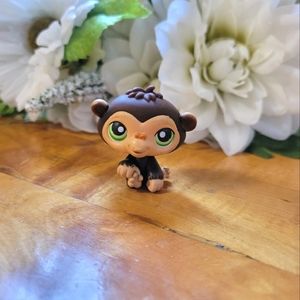 Littlest Pet Shop LPS #223 Brown Chimpanzee Monkey Green Eyes